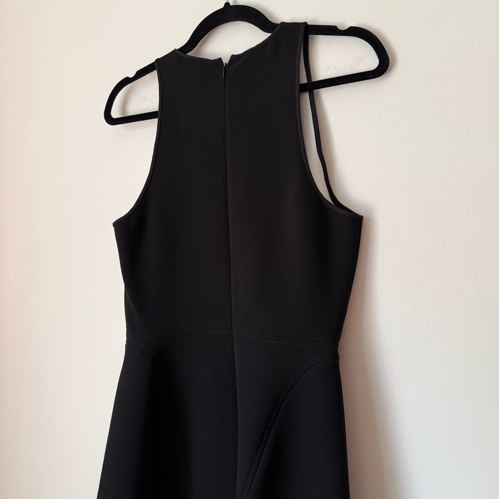 THEORY Theory Felicitina Sleeveless Black Crepe Mini Dress Fluted Skirt Size 8 - Picture 11 of 14